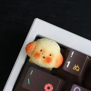 Keycaps,Resin Mechanical Keyboard Three-Dimensional Keycap,Bread Series Transparent Personalized Replacement Keycaps for Gaming Keyboards (Rice Puppy)