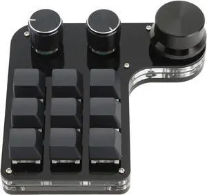 Nutriess Mini Gaming Keypad 9 Keys 3 Knobs RGB Backlit Programmable Mechanical Keyboard with Delay Function for Music Office Media