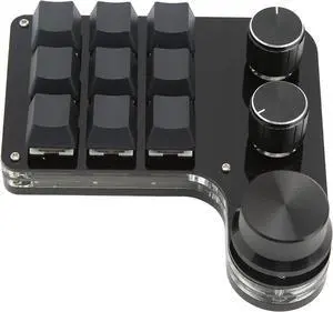 Gaming Keypad,9 Keys and 3 Knobs,Keyboard with Knob,Delay Function,Mini Keypad,Programmable Keypad,for Office, Games, Music, Media, Industrial Control, Laboratory,Black