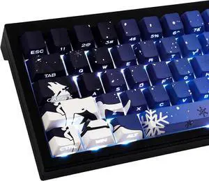 Sunzit Keycaps - Side Print Keycaps 75 Percent, Shine Through Custom Key caps, Japanese PBT Keycap Set Dye Sub, Double Shot, 131 Keys Cherry Profile Keyboard Keycap for Mechanical Keyboard, Snow Wolf