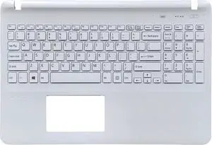 Laptop Keyboard Palmrest Cover Compatible with Son-Y SVF152a23t SVF153a1qt SVF15327sc No Backlit (White)