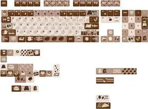 uikios Keycaps Set 131Keys Heat Sublimated Coffee Brown Theme for Mechanical Keyboards