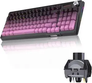 KUTETHY KY95 98% Wireless Mechanical Keyboard,LCD Screen & Knob,Tri-Mode BT5.0/2.4GHz/USB-C Hot Swappable Custom,Pre-lubed Kailh Linear Switches,95 Keys RGB Gaming Keyboard(BlackBerry Gradient)