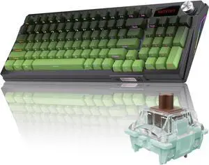 Zhouwang KUTETHY Wireless Mechanical Keyboard with Knob,Pre-lubed Tactile Switches,Tri-Mode BT5.0/2.4GHz/USB-C/Hot Swappable/Gasket Structure/RGB Backlit Computer Gaming Keyboard (3.0 Brown)