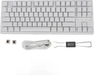 80% Mechanical Keyboard, RGB Brown Switch Keyboard 2.4G BT3.0 5.0, Full Key No Conflict, Ergonomic Support, Double Layer Filling, White with Transparent Side Lighting, Ideal for