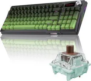 Zjmehty KUTETHY KY95 Series Wireless Mechanical Gaming Keyboard,Pre-lubed Gateron Brown Switches,98% Gasket Hot Swappable Custom RGB Side Printed PBT Keycaps Keyboard(Tea Green,Jade 3.0 Brown Switch)