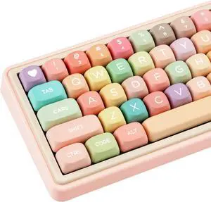 COOMICKEY MOA Profile PBT Keycaps Dye-Sublimation Cute Candy Keycaps, 126 Keys Custom Keyboard Keycap Set for Cherry MX Mechanical Keyboard