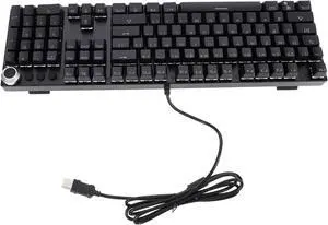 HOMSFOU RGB Backlit Mechanical Gaming Keyboard 104 Keys Multimedia Knob Wired Suitable for Gamers and Office Use