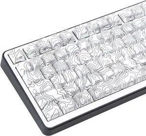 TIMSEKER 131 Keys White Topographic Keycaps, Dye Sub PBT Keycaps, Custom Cherry Profile Keycaps Set, Cool Side Print Shine Through Keycaps Thick Cherry Profile Keycaps for Mechanical Gaming Keyboard