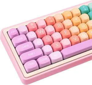 Cute PBT Keycaps 126 Keys MOA Profile Custom Keycaps Dye Sublimation Rainbow Candy Keycap Colorful Key caps Set for Cherry Gateron MX Swithes Mechanical Keyboards
