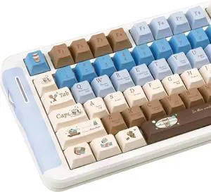 130 Keys PBT Keycaps Sea Salt Chocolate Theme Cute Keycaps Cherry Profile Dye Sublimation Custom Key Caps Set for Cherry Gateron MX Switches Mechanical Keyboards