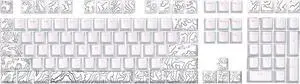 Line White Keycaps 108Keys Front Print Backlit Keyset, Thermal Sublimation, Widely for Switches