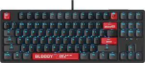 Bloody AT87 Alpha Optical Switch Performance Keyboard - Black, High-Precision, Customizable Actuation Points, RGB Backlit, 87-Key Compact Design, Ergonomic Gaming Keyboard