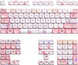 Ubxvamm Keycaps Cartoon Animal Theme 120Keys Lovely Keycap for 68/75/84/98/100/104/108 Mechanical Keyboards
