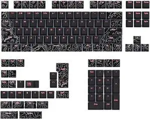 PLCPDM 135Pieces Double Shots Keycaps Altitudes Line Pattern with Backlit Keycaps Set for Mechanical Keyboards