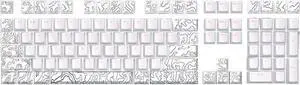 YUGSHNKFC 108 Keys Dye Sublimation Keycaps Line White Front Print Backlit Shines Through Keycaps for Keyboard