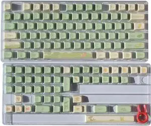 PLCPDM Keycaps Set Sublimation Keycap 123PCS Green Flower Pattern for Mechanical Keyboards Waterproof