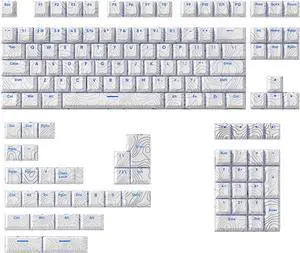 PLCPDM 135Keys Original Height Keycaps Transparents Line Keycap Set Front Print Backlits Key Caps for Mechanical Keyboards