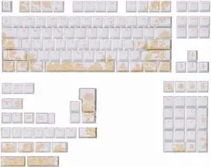 PLCPDM 135/108Pieces Double Shots Keycaps Embroidery Pattern with Backlit Keycaps Set for Mechanical Keyboards