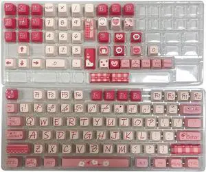 PLCPDM Chocolate Bear Keycaps 126Keys Height Sublimation Keycap Mechanical Keyboard Caps for Gaming Keyboard