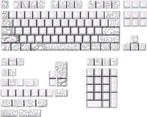 PLCPDM 135Pieces Double Shots Keycaps Altitudes Line Pattern with Backlit Keycaps Set for Mechanical Keyboards