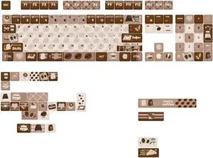 YUGSHNKFC Keycaps Set 131Keys Heat Sublimated Coffee Brown Theme for Mechanical Keyboards