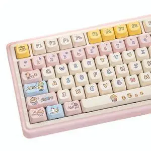 COOMICKEY PBT Keycaps, Cute Cat Shape Keycap Set, Kawaii 138 Keys Dye Sublimation Custom Keycaps, Mao Profile Keyboard Keycaps for Cherry MX Switches Mechanical Keyboards