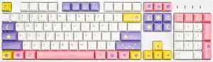 PBT Keycaps,128 Keys Customized Keycap Set,XDA Cute Moon and Stars Theme Key Caps Compatible with 100% 80% 60% MX Switches Mechanical Keyboard
