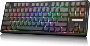 DeLUX KM87 Pro Wireless Mechanical Gaming Keyboard, 80% Gasket Hot Swappable Custom Keyboard, Side Printed PBT Keycaps, Pre-Lubed Linear Switches, RGB Backlit, 2.4GHz/BT5.0/Wired (Grey)