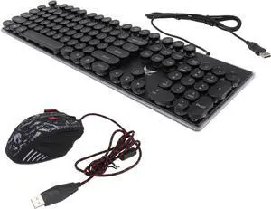 BELLIFFY Gamer Mouse USB Keyboard RGB Backlit Ergonomic Design Vintage Steampunk Style