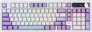 AJAZZ AK980 96% USB-C/BT5.0/2.4GHz Wireless Gaming Keyboard with 1.14 TFT Screen, Hot Swappable Creamy Mechanical Keyboard with FR4 Plate, Knob, RGB for Win/Mac (White, Gift V2 Switch)