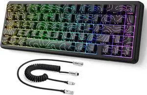 ATTACK SHARK X65 HE 60% Wired Magnetic Keyboard with Adjustable Actuation,8000 Hz Polling Rate,Hall Effect Switches,Hot-Swap,Topographic PBT Keycaps,RGB Backlit for FPS Games,with 8K Coiled Cable