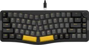 ATTACK SHARK AKS068 Wired Mechanical Gaming Keyboard 65% Alice Layout Hot-swapped Gasket Mount with RGB Backlit VIA Programmable Knob NKRO TKL AS Pre-lubed Tactile Brown Switch for Win/Mac(Black)