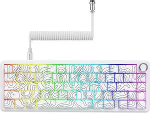 Attack Shark X65PRO HE Rapid Trigger Magnetic Mechanical Keyboard,60% Hot Swappable,Hall Effect Sensor,Adjustable Actuation,Tri-Mode RGB, 8KHz Polling Rate with Coiled Cable for MOBA/FPS/RTS-White