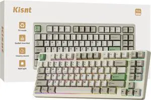 Wireless Mechanical Keyboard,Gasket Mounted with Creamy Sound,Bluetooth/2.4GHz/USB-C,Custom Hot Swappable,RGB Backlit,75% Compact Layout for Gaming/Typing/Win/Mac/PC (Industrial Gray,Linear Switch)