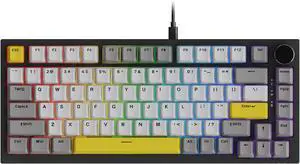 AJAZZ AK820 75% Wired RGB Gasket Mechanical Keyboard with Volume Knob, Compact 82 Keys Hot-Swap Keyboard, OME Profile PBT Keycap, Detachable Type-C Cable (Gray&Yellow)