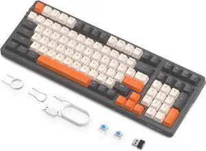 ATTACK SHARK K8 Wireless Mechanical Keyboard, Trip-Mode BT5.0/2.4G/Wired Gaming Keyboard 100 Keys Hot Swappable Blue Switches Gasket RGB Keyboard with Number Pad for PC Gamers/Mac/Windows