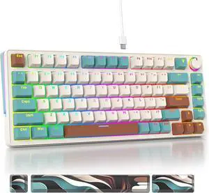 Guffercty kred 75 Percent Mechanical Keyboard with Knob, 82 Keys Wired Hot-Swappable Gaming Keyboard 75% Layout RGB Backlit Quiet Linear Switch(82 Brown)
