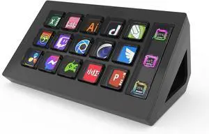 LCD Custom Keyboard for 15 Macro Keys Professional Studio Controller, Software Visual Keyboard Actions in Apps and Software Support for YouTube, Twitch, OBS