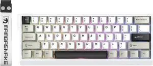 MAMBASNAKE X60 HE 60% Rapid Trigger Wireless Gaming Keyboard,Hall Effect Magnetic Switches,Adjustable Actuation,0.1ms Ultra-Low Latency, 8KHz Polling Rate,3-Mode RGB,PBT Keycaps for Win/Mac-Star White