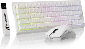 Attack Shark X68 HE Gaming Keyboard & R1 Mouse Combo,8KHz Magnetic Switch Keyboard, 16.8M RGB, Custom Actuation, 55g Ultra-Light Mouse with 18,000 DPI & Tri-Mode Connectivity for Esport Gamer-White
