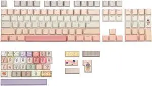 KiiBOOM x Strawberryjam1986 Berry Cream Keycap Set, 137 Keys Cherry Profile Keycaps, PBT Custom Keycap for Mechanical Keyboard, Compatible with ANSI/ISO, 60%, 65%, 75%, TKL, Full-Sized Layout