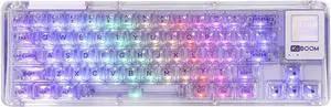 KiiBoom Phantom 64 60% Gasket Mechanical Keyboard with 1.54 LCD Display Screen, BT5.0/2.4GHz/USB-C Transparent Keyboard with Sound Dampening Foam, RGB Backlits, 4000mAh Battery for Win/Mac (Purple)