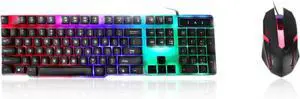 Wired Gaming Keyboard and Mouse Combo, 104 Key Full Size USB Wired Colorful Backlight Ergonomic Keyboard Mouse Set, USB Keyboard, Gaming Mouse, for for School/Office/Business, for Laptop Computer