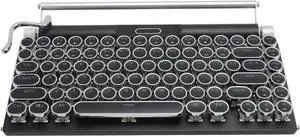 Yoidesu Retro Typewriter Keyboard, 83 Key Blue Switches Punk Round Keycap, Support 3 Mode Connection (Wired/Wireless/Bluetooth ), LED Backlight for PC Laptop Pad