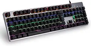 Wired Gaming Keyboard, Mechanical Keypad, USB Interface, 13 Colors Cool Backlight Effect, for Home Office PC Game White(Black)