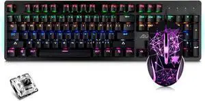 Mechanical Keyboard Combo USB Wired Gaming Keyboard Set 04 Keys xed Light Keyboard with Black Switch