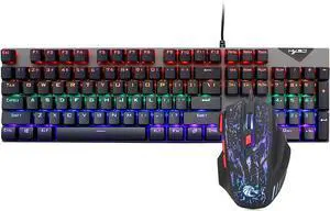 Wired Keyboard Combo L300 Backlit Keyboard N-Key Rollover Blue Switch+H300 5500DPI 7-Color Breathing Light