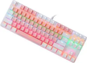 Angoily RGB Backlight Mechanical Gaming Keyboard Ergonomic Design Key Compact Layout Comfortable Typing