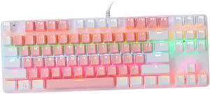 jojofuny RGB Mechanical Keyboard Key USB Wired Office Keyboard with Dynamic Backlight Ergonomic Design for